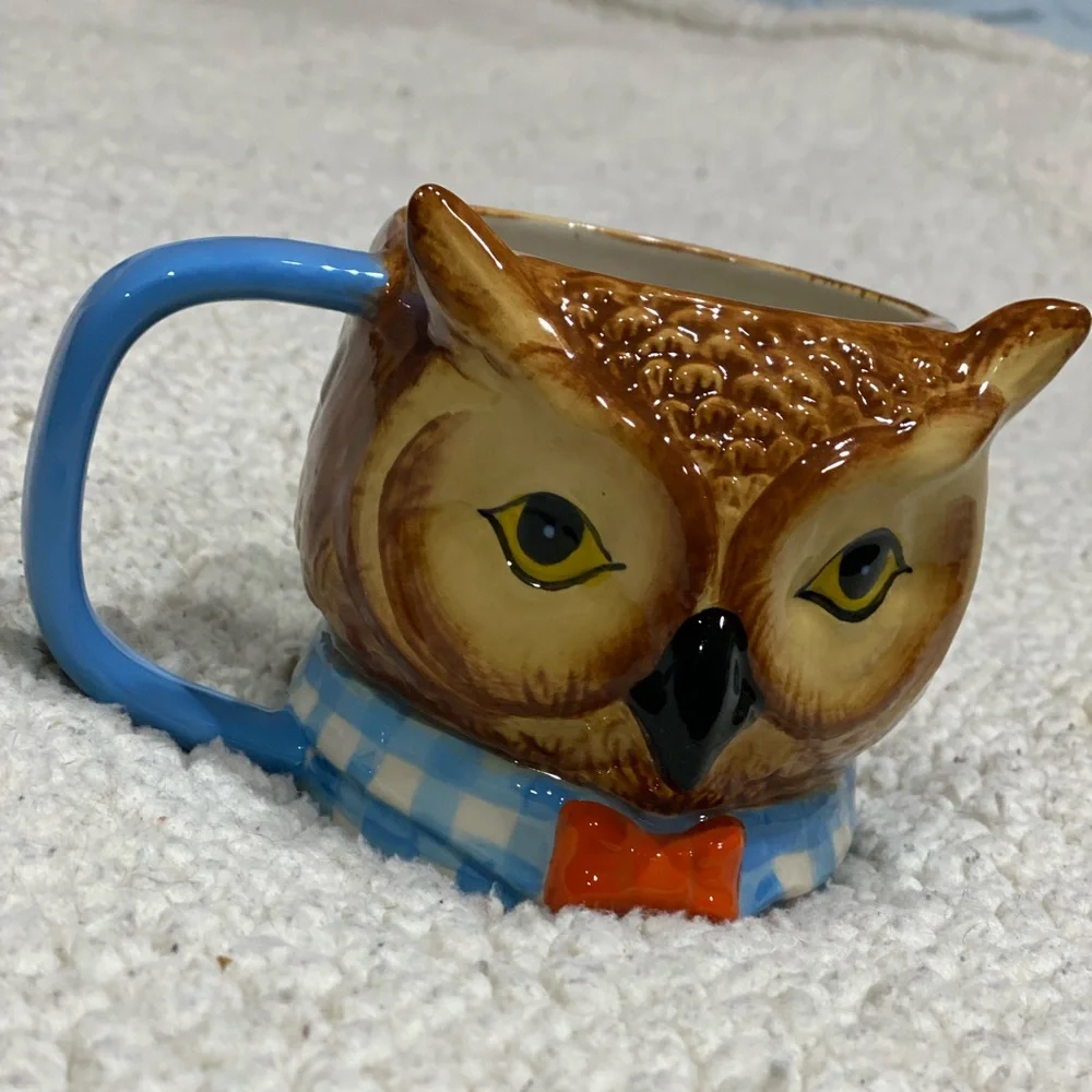 west elm dapper animal owl mug